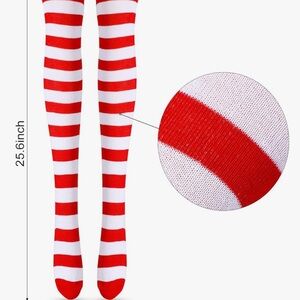 Red and White Knee Thigh Socks